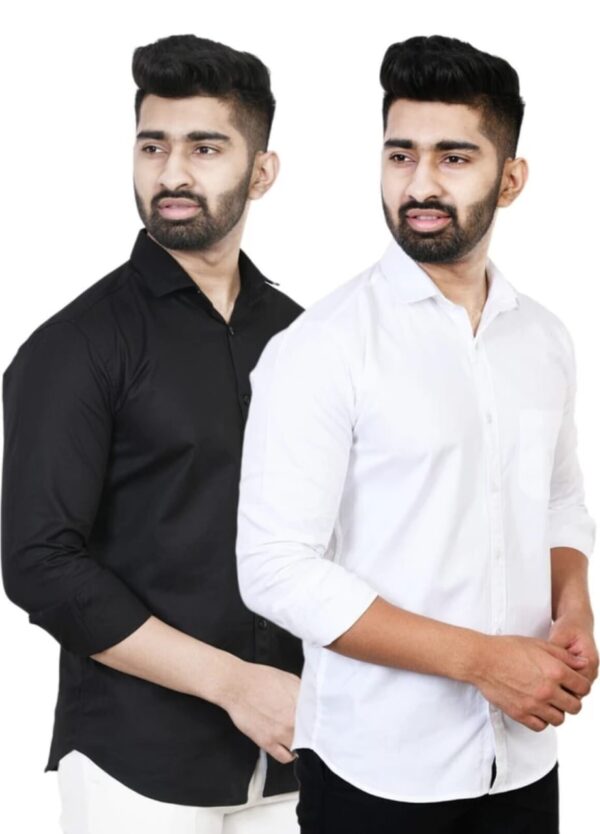 Men’s Regular Fit Solid Casual Shirt (Pack of 2)
