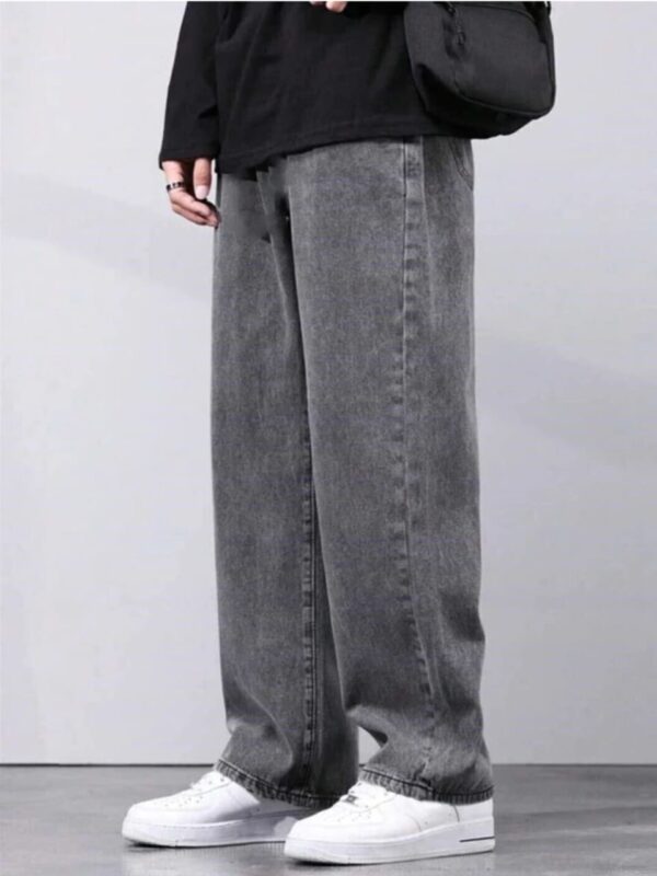 Men's Grey Baggy Wide-Leg Jeans
