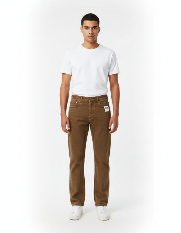 Zara wide-leg rigid-fit brown jeans.