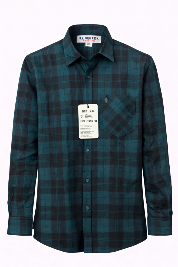 U.S. Polo Assn Men’s Checkered Dark Green Shirt