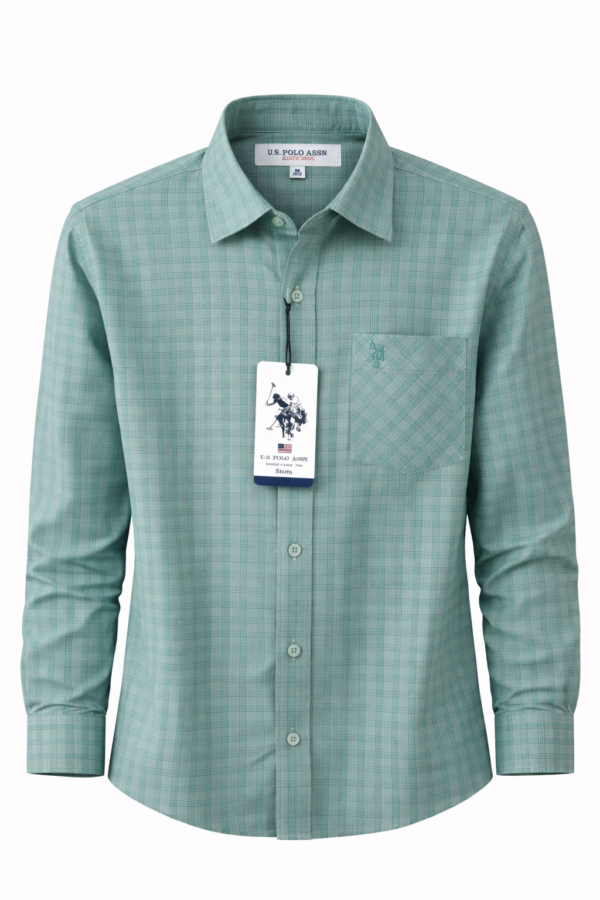 U.S. Polo Assn Men’s Checkered Mint Green Shirt